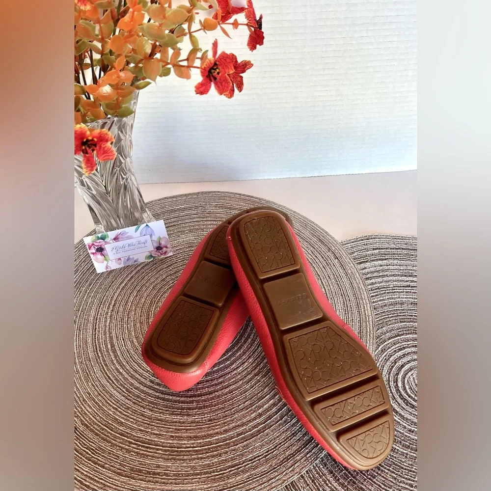 NEW CALVIN KLEIN Driving Loafers “Leta” Pebble Grain Leather Designer Logo - Picture 11 of 13